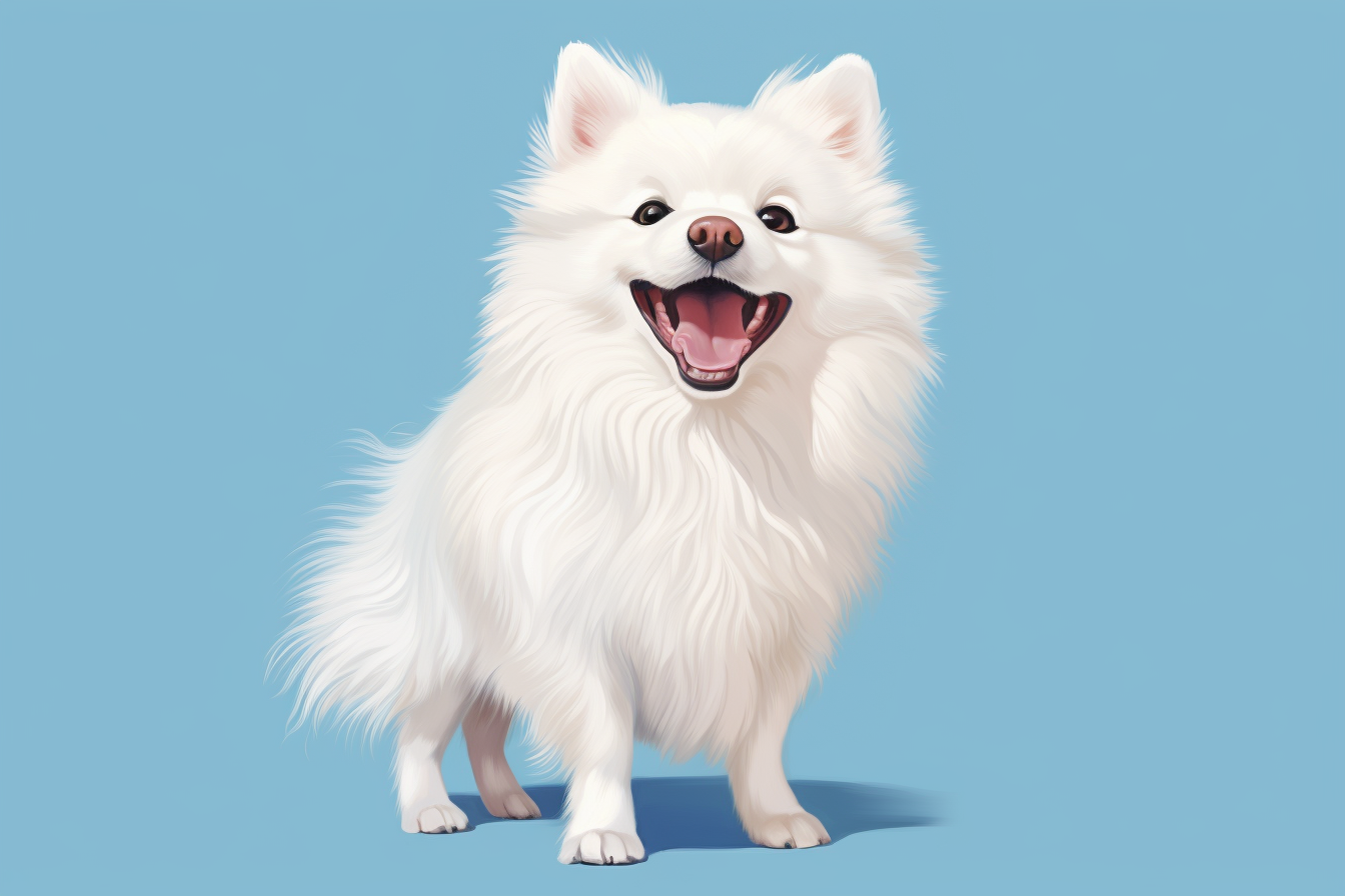 Excited white spitz dog illustration