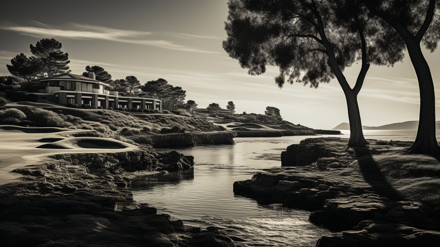 Stylish black and white golf course