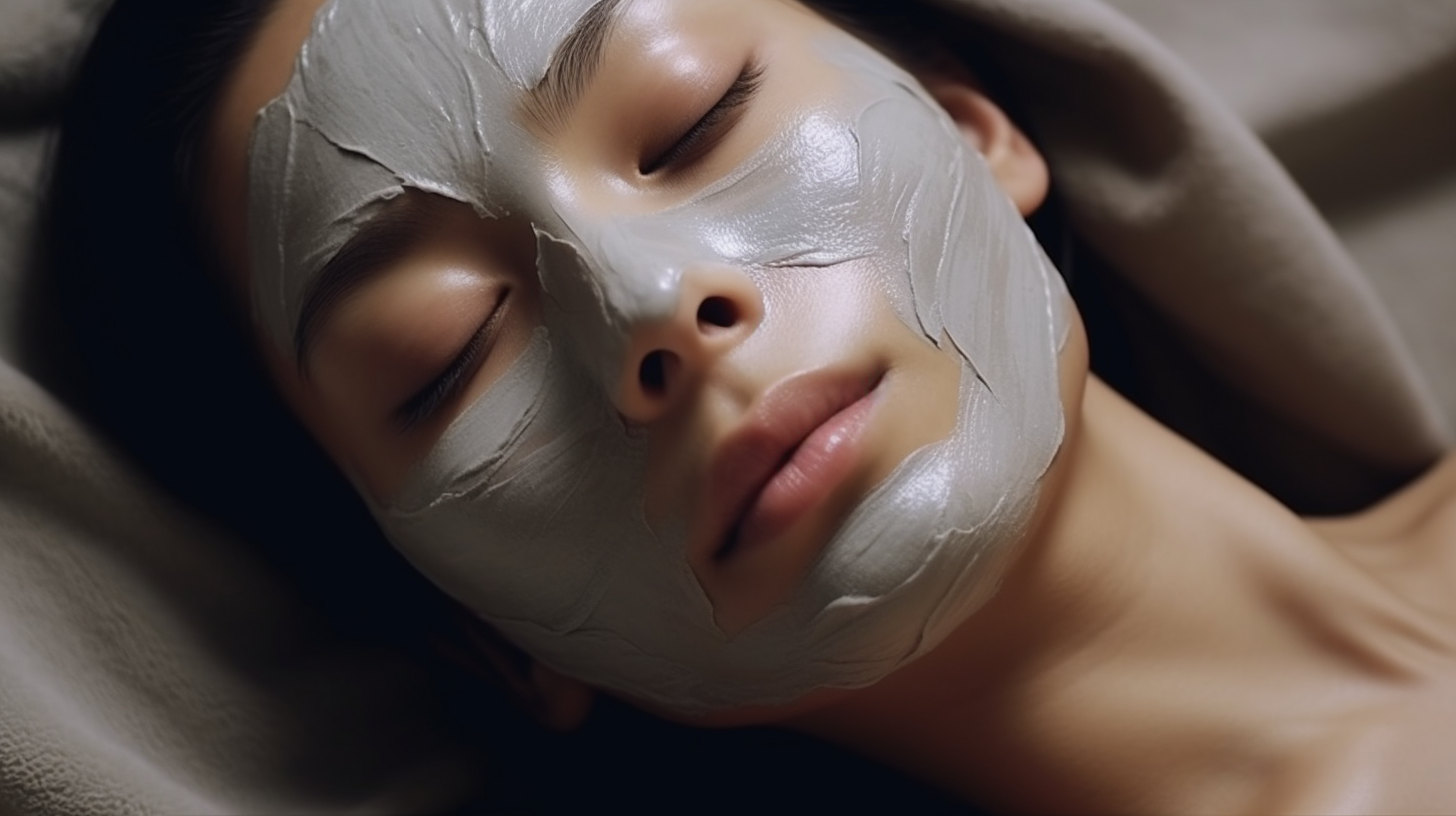 Chinese woman relaxing with facial mask