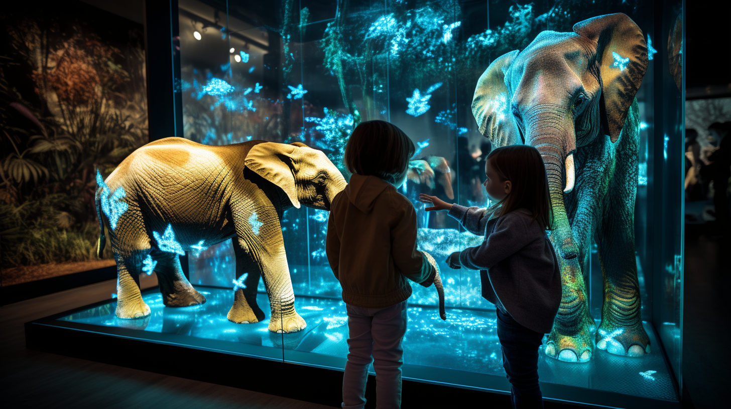 Realistic animal holograms at the exhibition