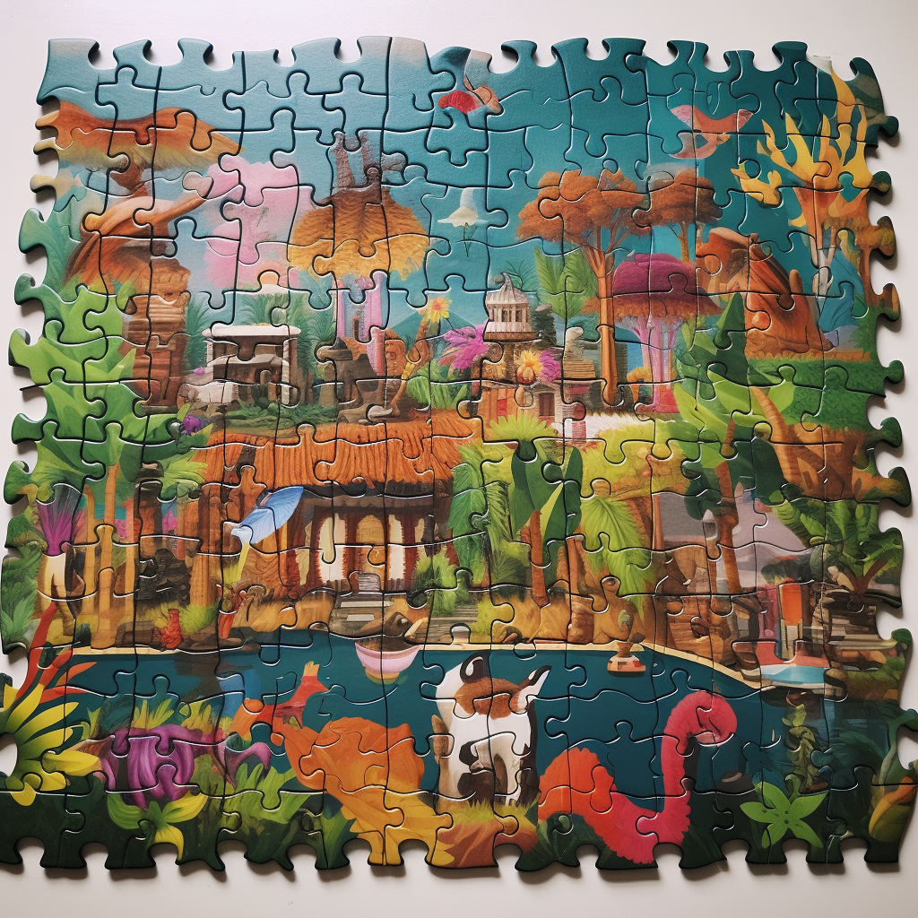 Colorful exotic jigsaw puzzle pieces