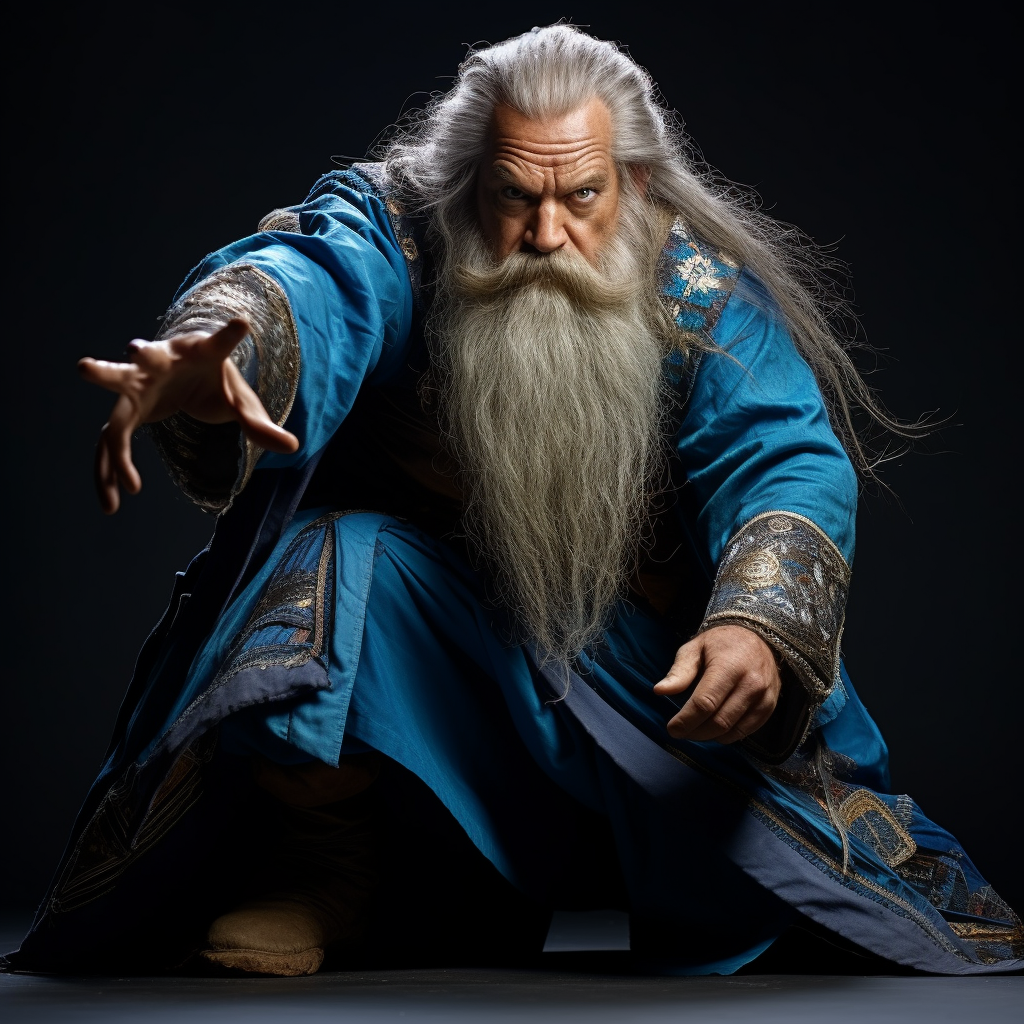 Exotic Male Wizard in Blue Robe