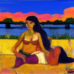 Exotic Spanish Woman by the River Art