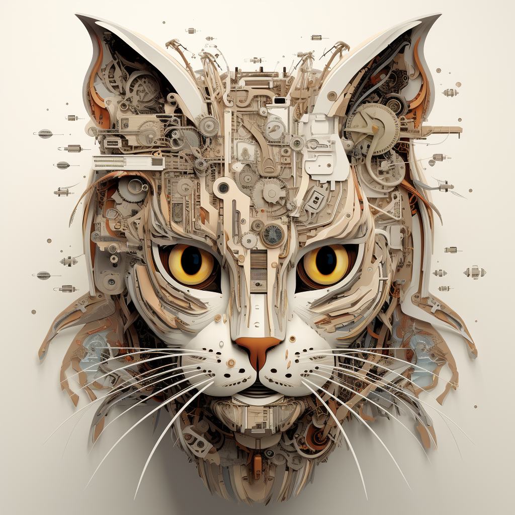 Adorable cat in exploded view