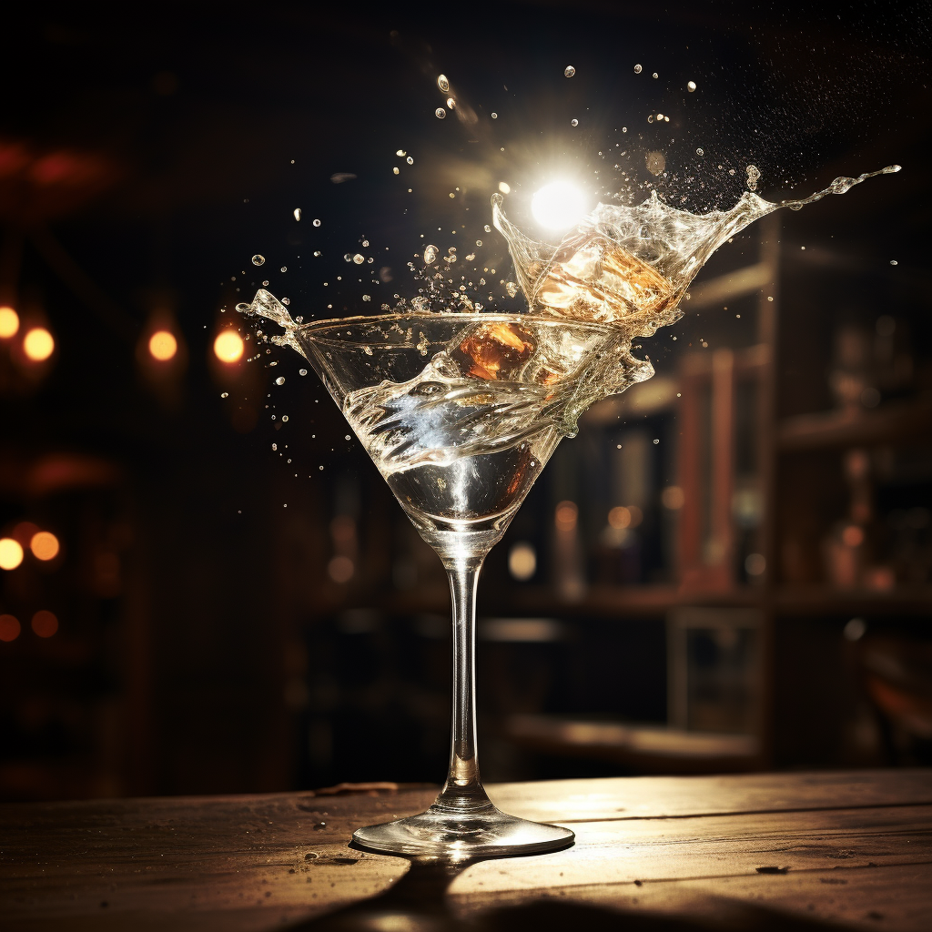 Vibrant martini glass explosion art