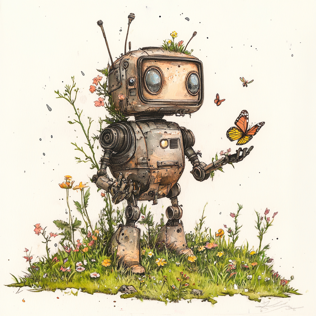 Explorer Robot Plants Butterflies