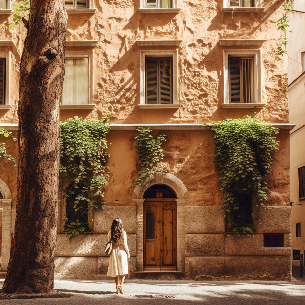 Woman absorbing Rome's culture and history