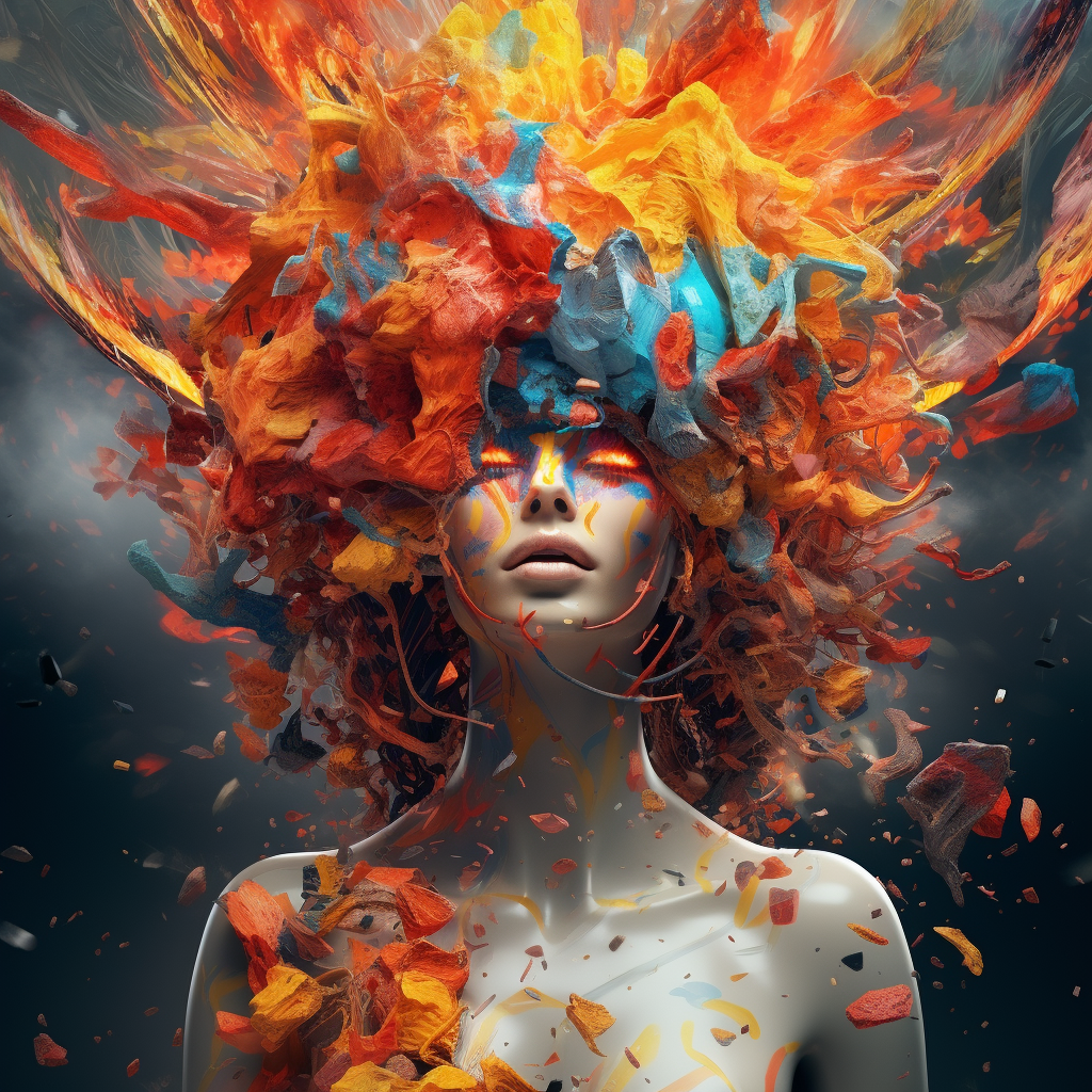 Vibrant explosion of pixels in surreal art