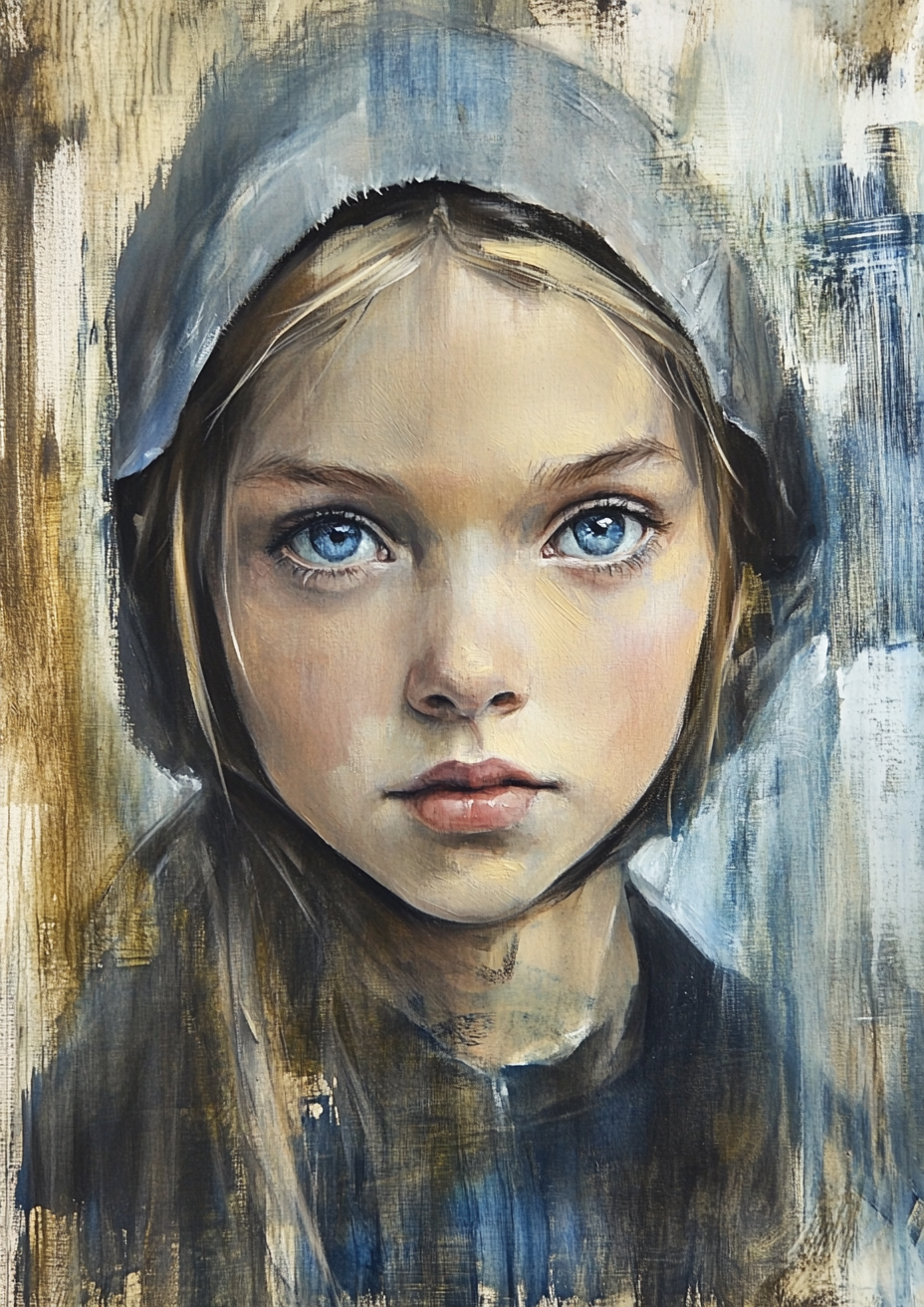 expressionism girl with blue eyes