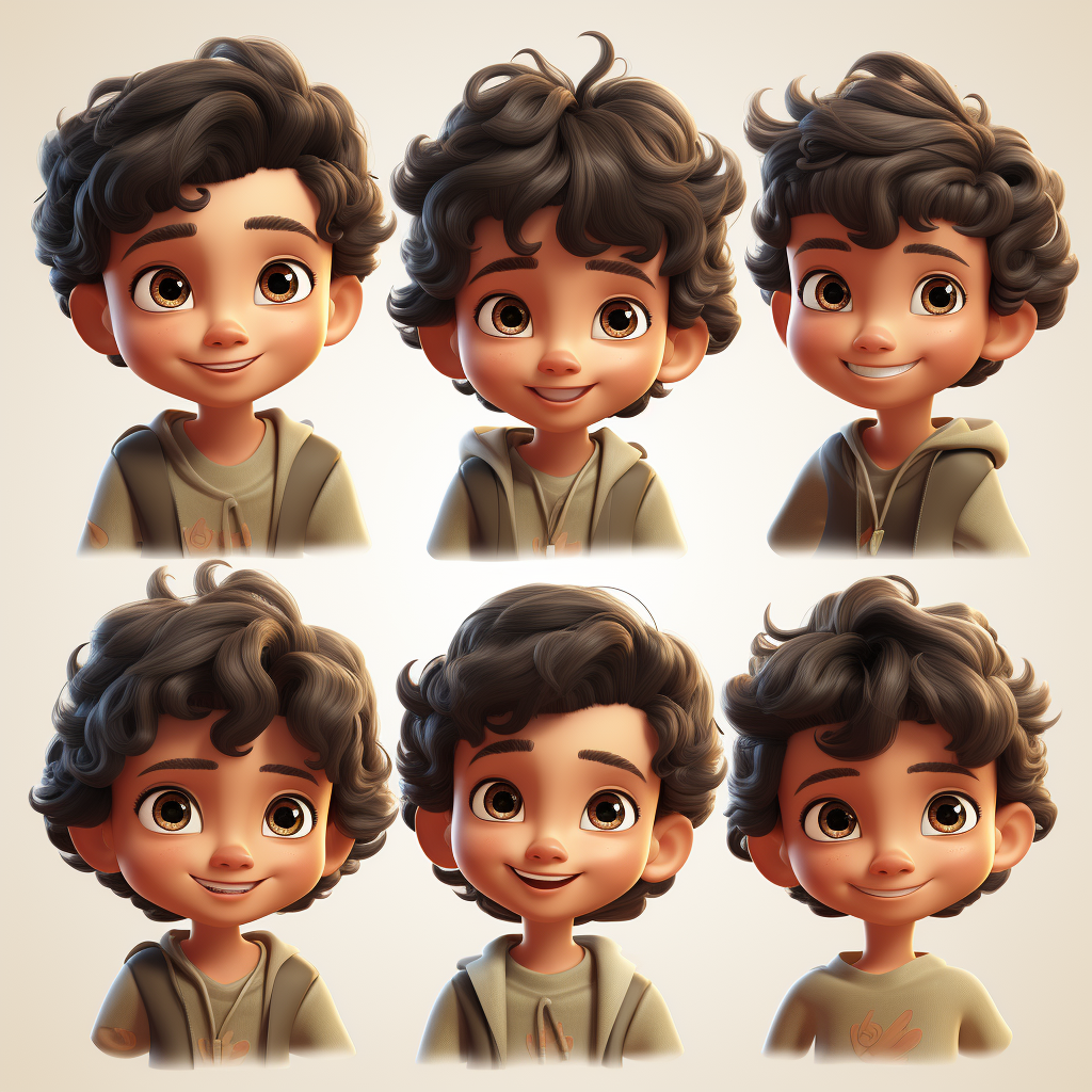 Illustration of expressive boy with curly hair