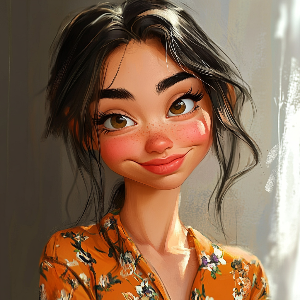 Irritated young woman in cartoon portrait