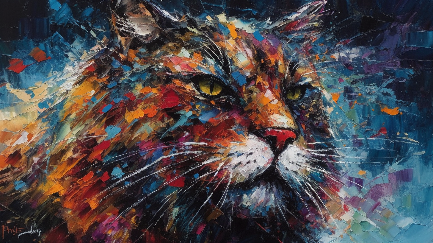 Bold brushstrokes cat painting