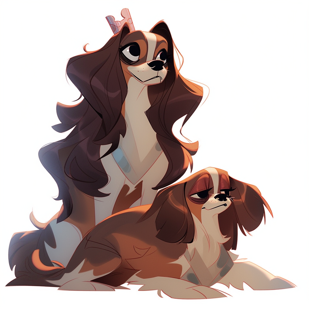 Expressive Charles Spaniel Dogs Art by Loish