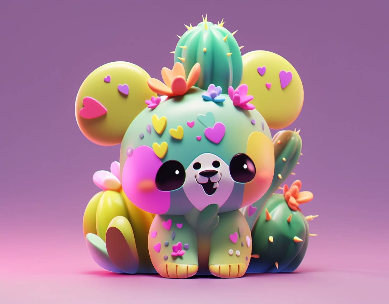 Cute Expressive Cactus with Cinematic Background