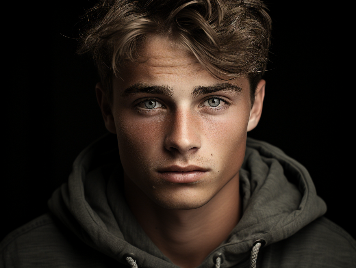 Black and White Male Teenager Portrait