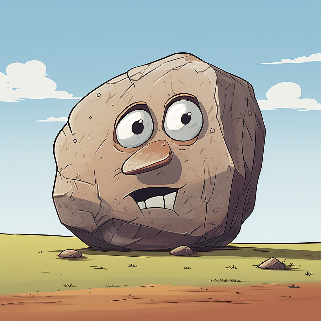 Cartoon Boulder with Expressive Eyebrows