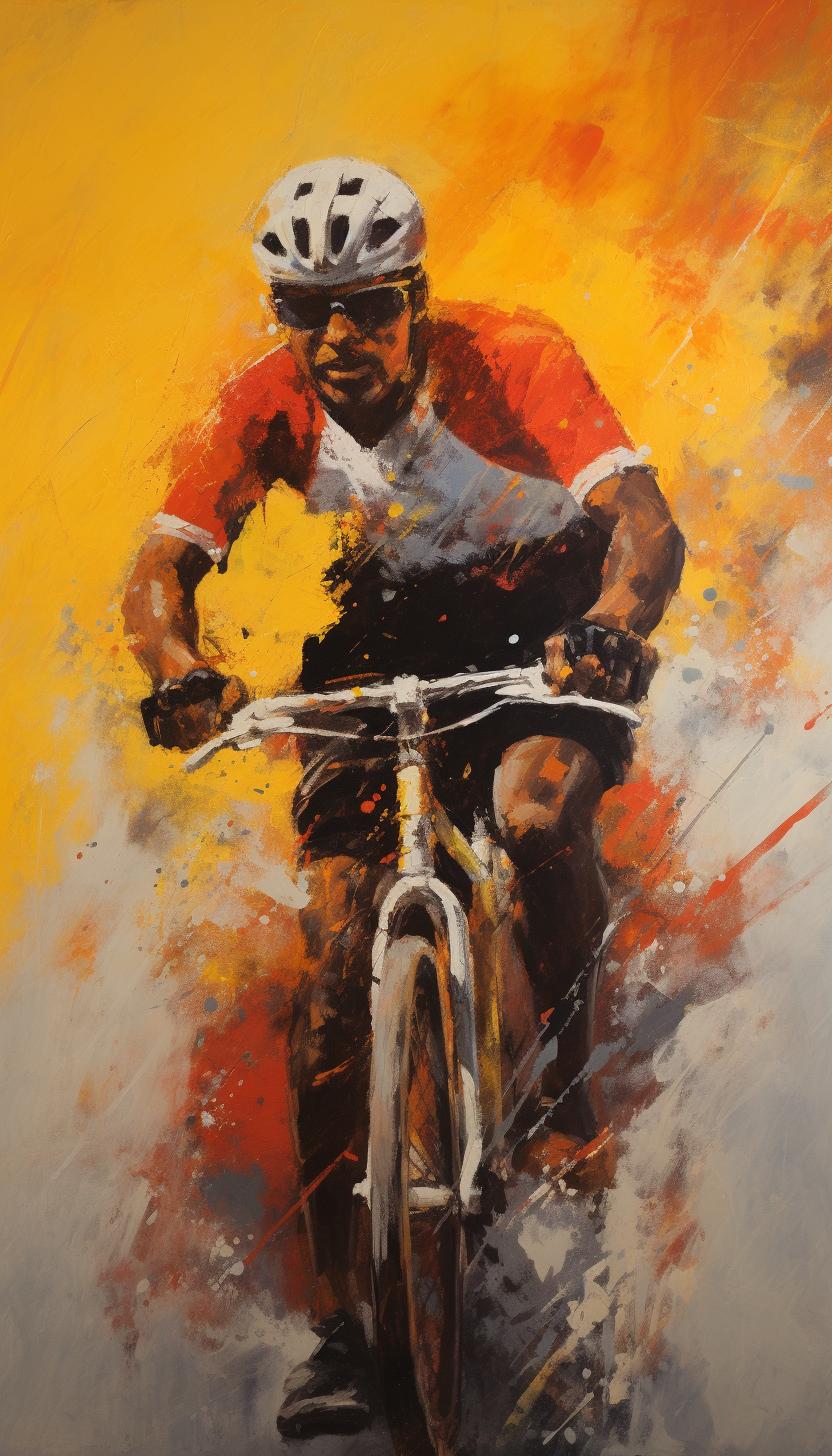 Cyclist in Expressive Oil Painting