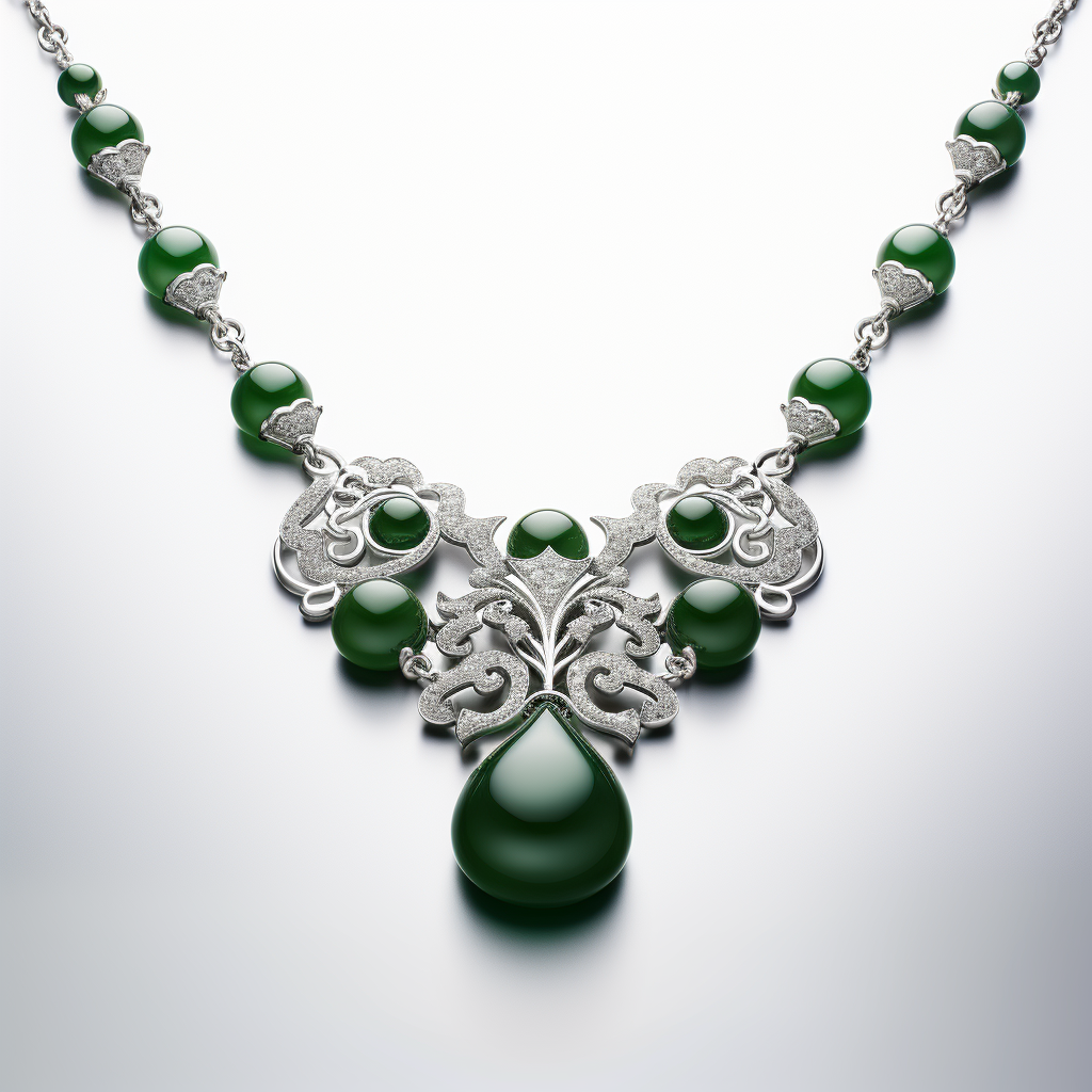 Beautiful Jade Necklace with Platinum and Silver Accents