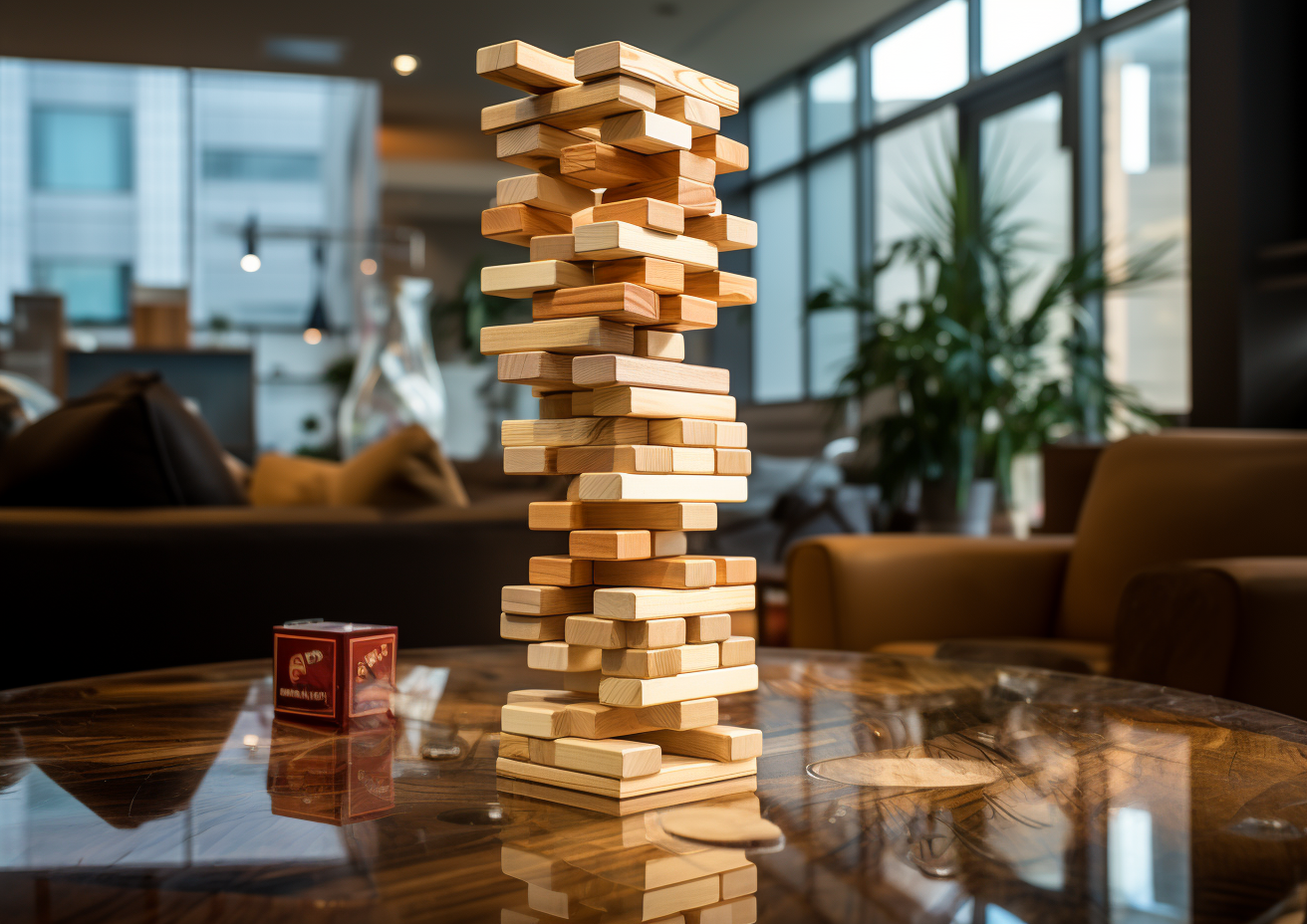 Exquisitely balanced Jenga game image