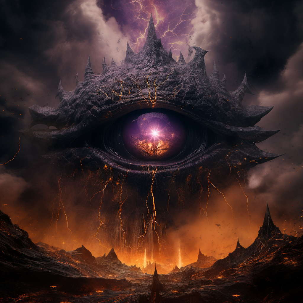 Eye of Sauron surrounded by flames