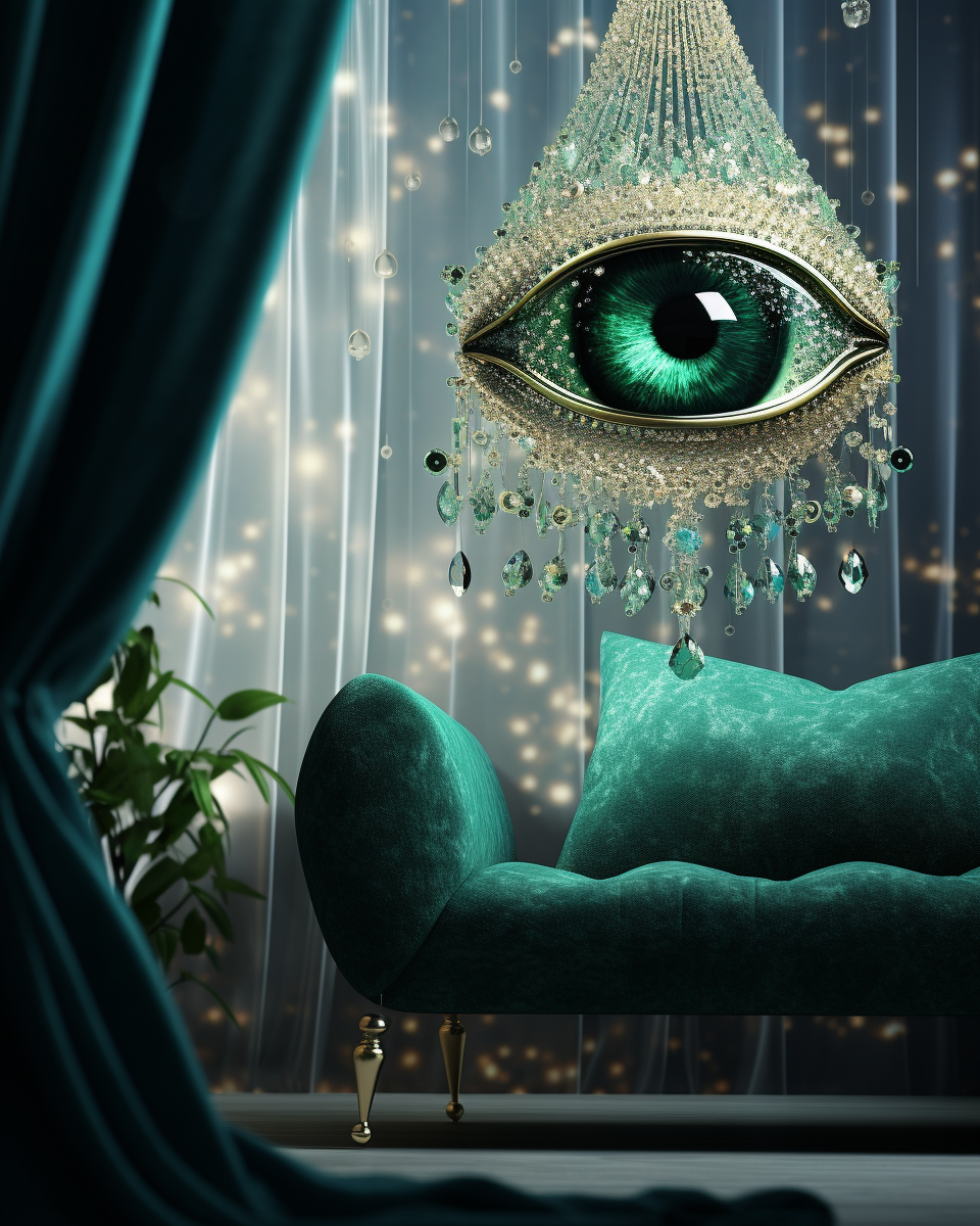 Eye Decor with Dark Green Gems