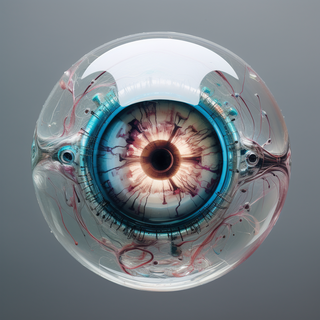 Transparent eyeball with optic nerve