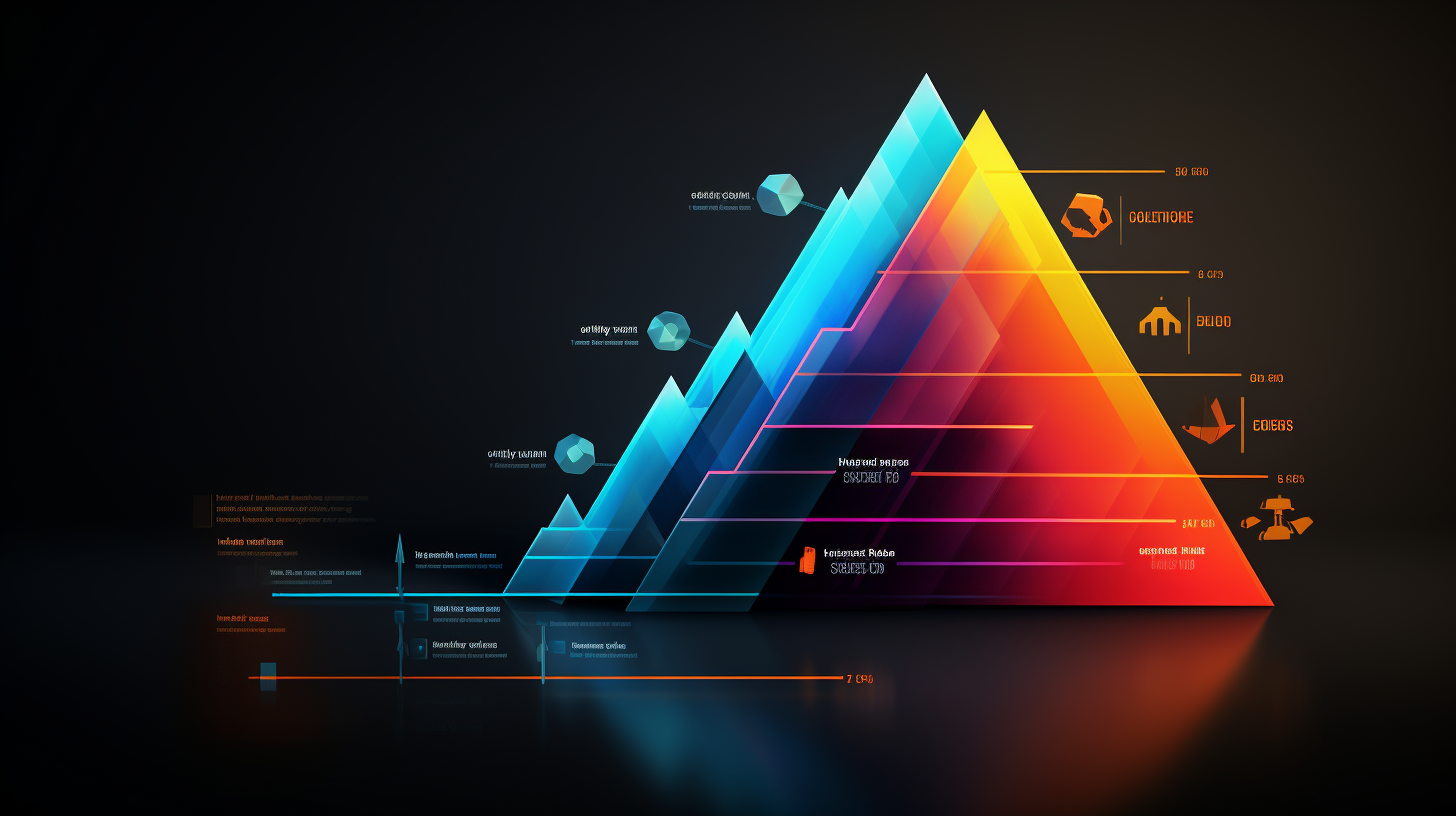 Colorful ribbon pyramid infographic design