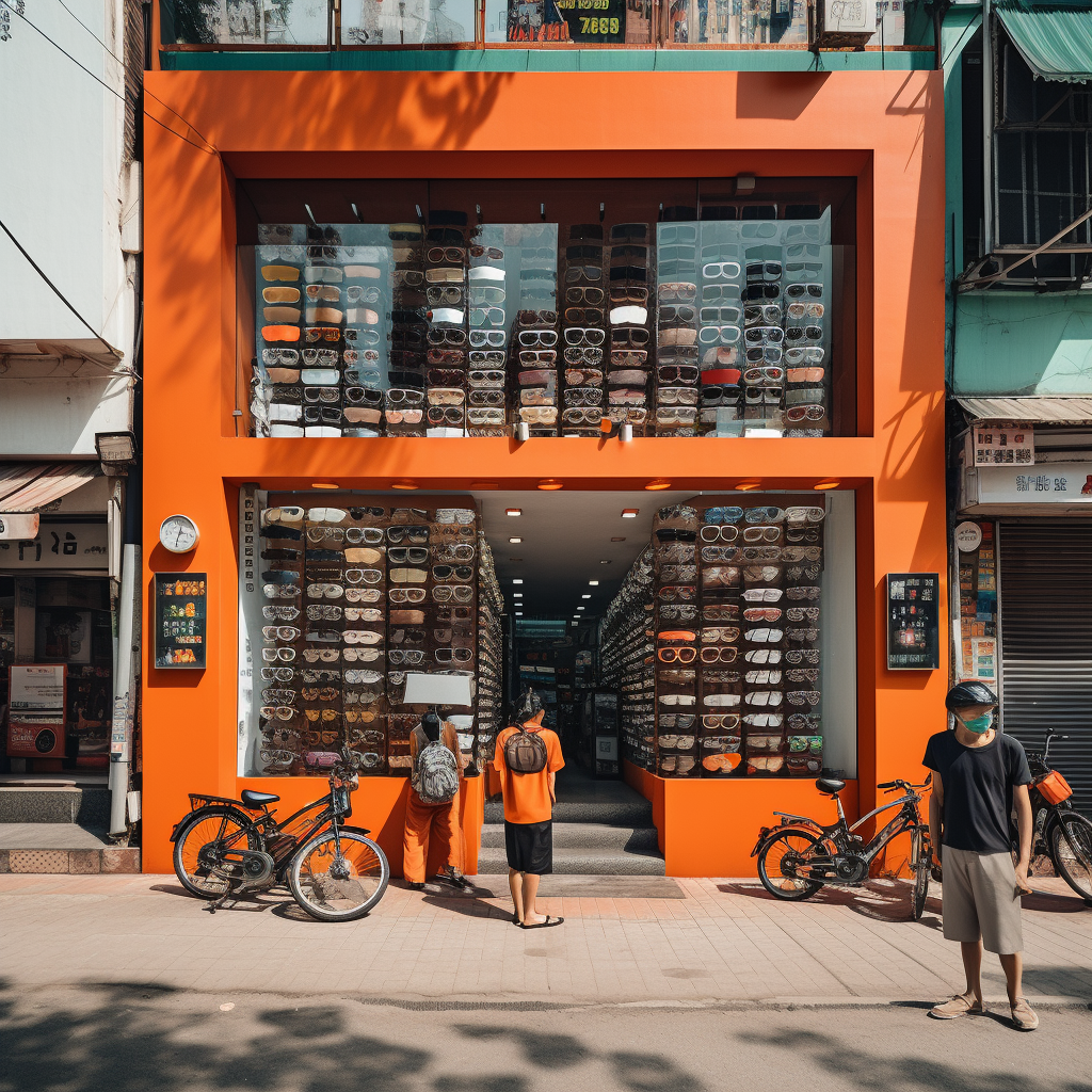 Orange and Black Eyewear Store in Vietnam