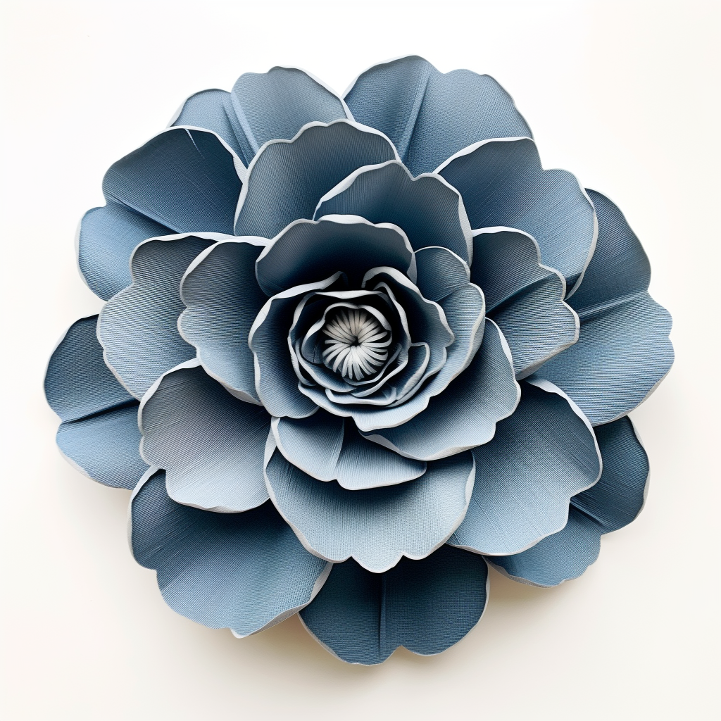 Slate Blue Fabric Flower on White Background