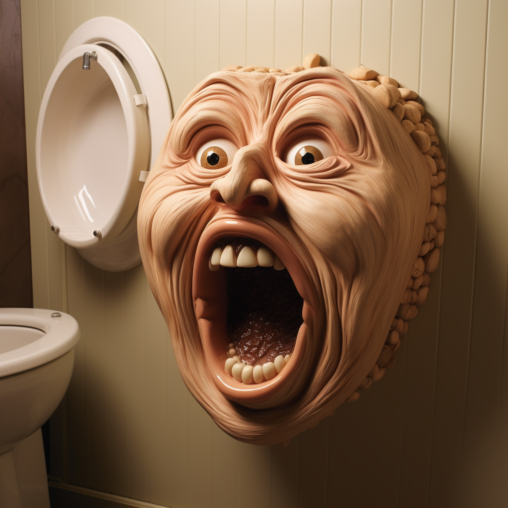 Face popping out of toilet