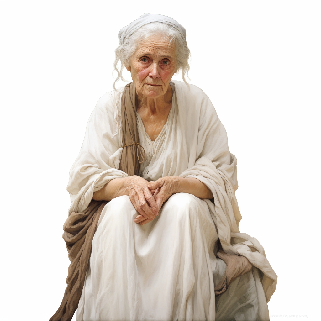 Face Portrait of Old Woman in Mythology