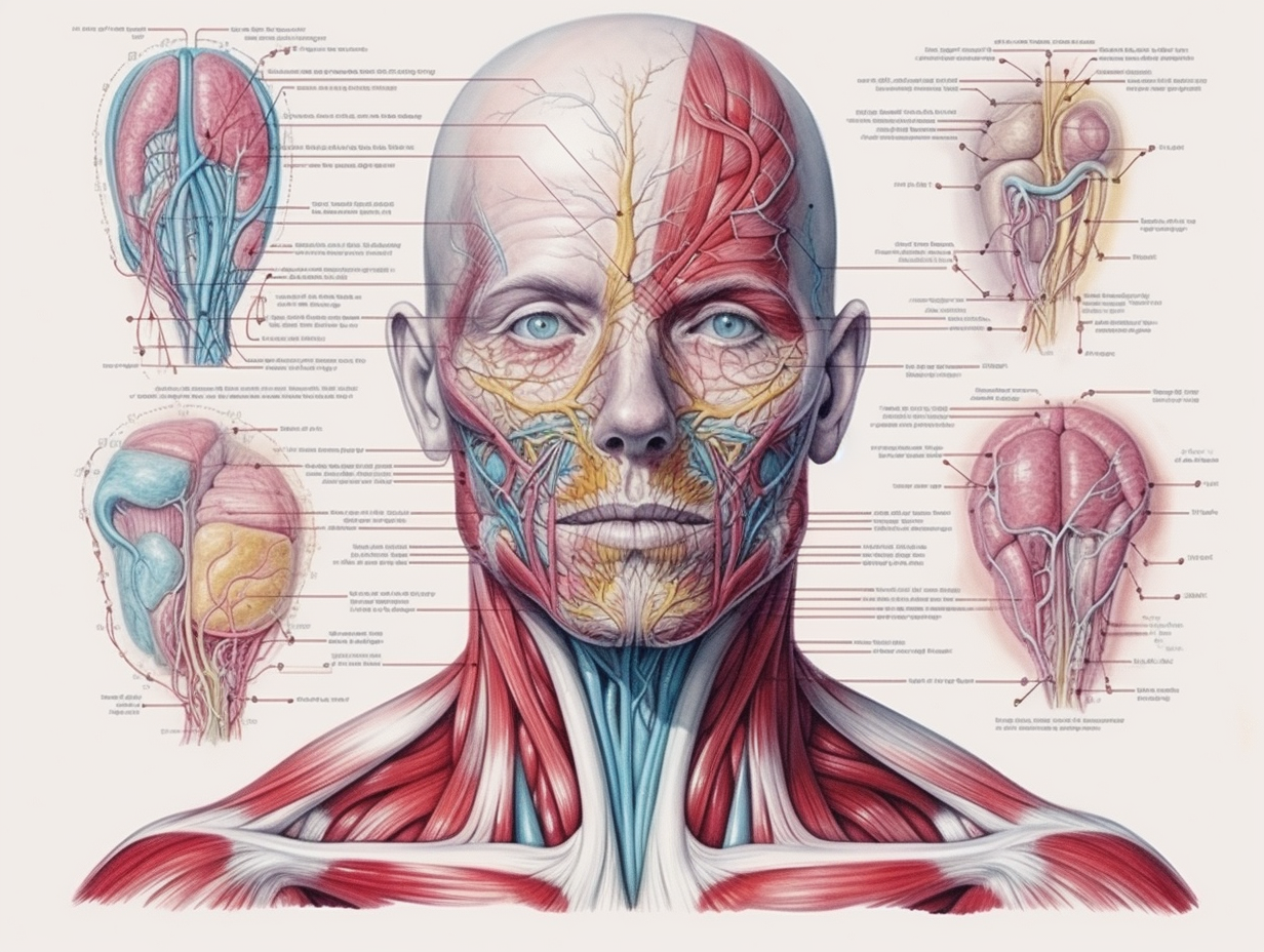 Detailed facial anatomy diagram