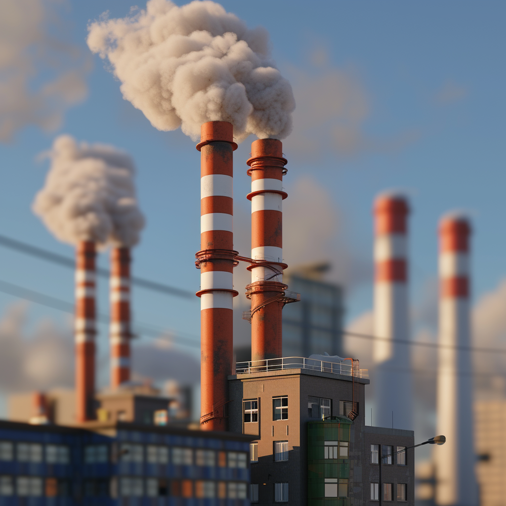 Factory Fumes Emitting Chimneys