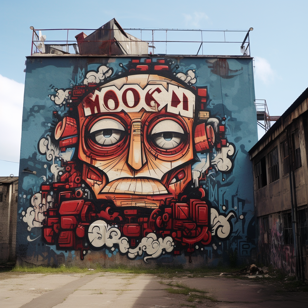 Vibrant graffiti art on factory wall