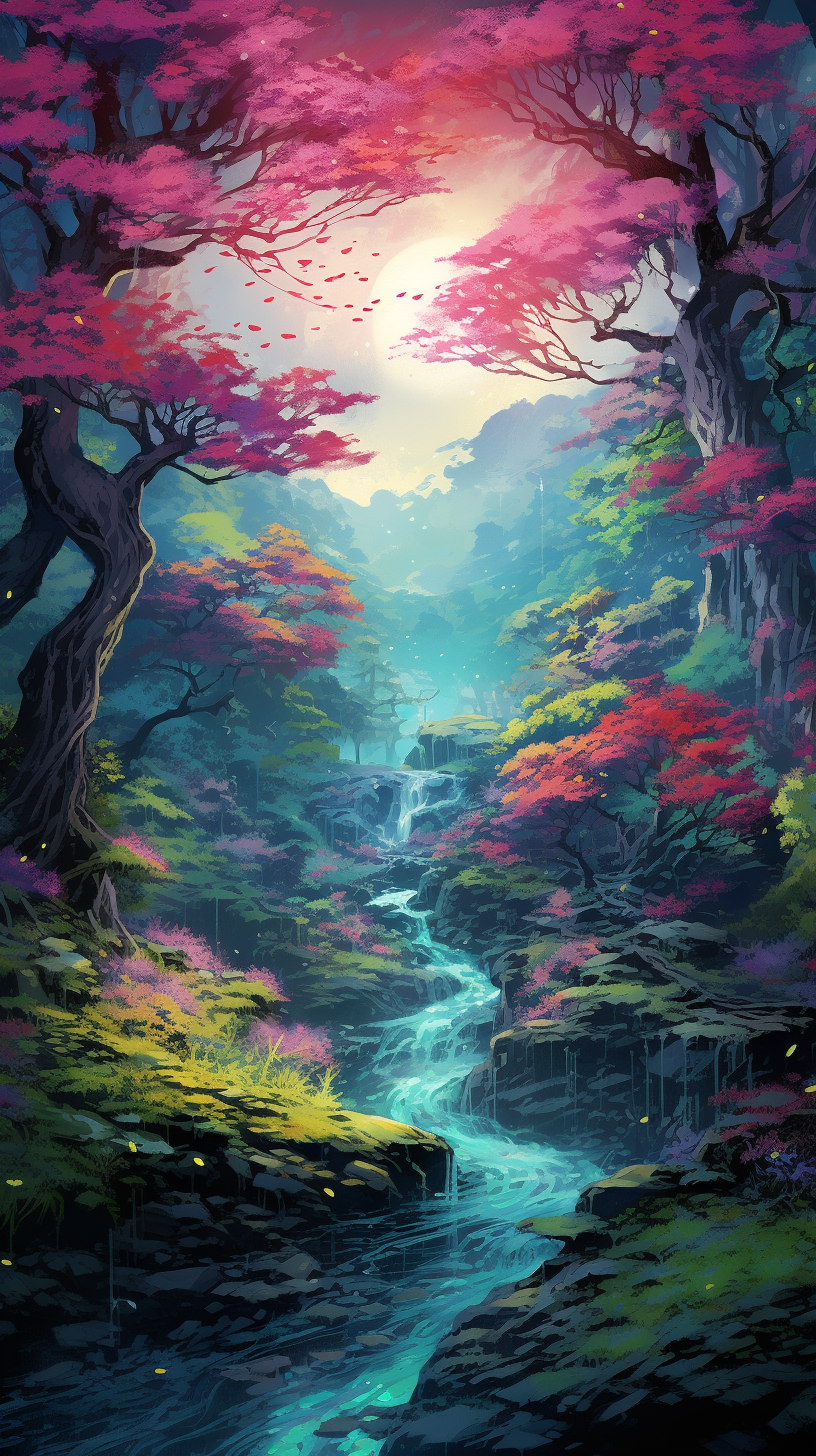 Beautiful Japanese-Inspired Faerie Forest Art