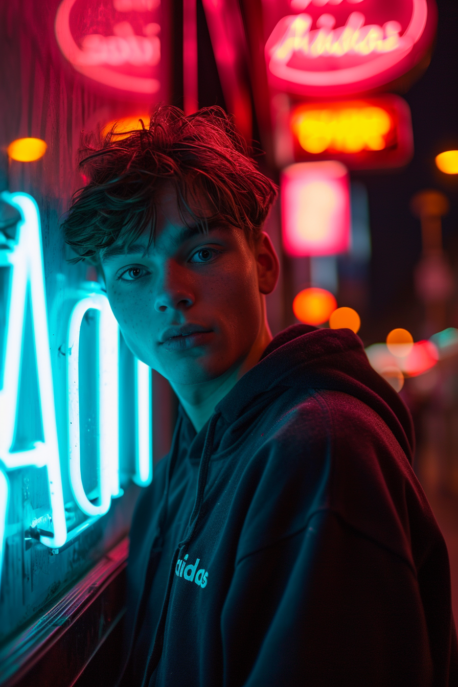 Elite Fair-Haired Teenaged Man in Black Hoodie