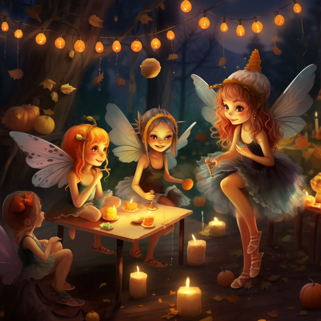 Enchanting fairies celebrating Halloween