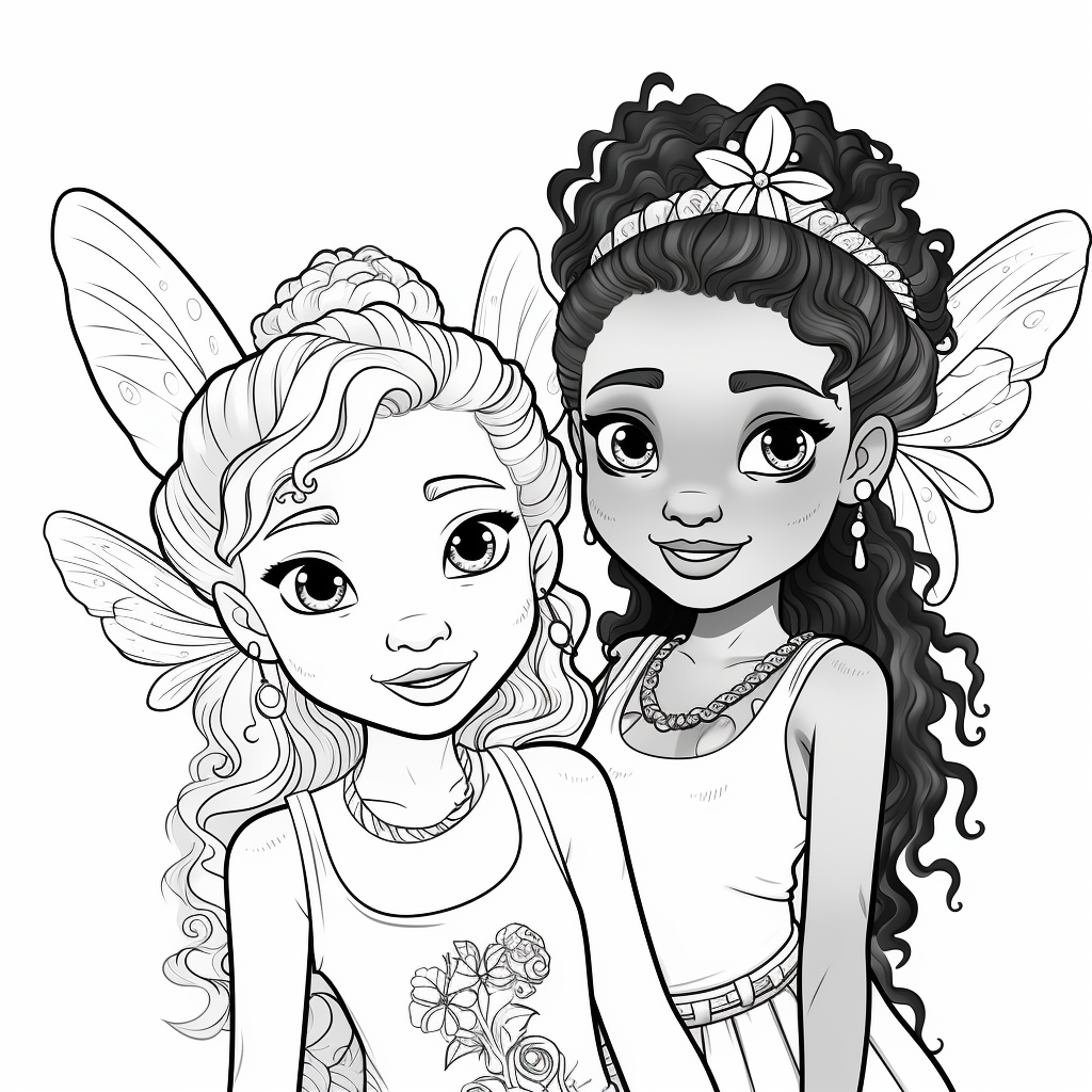 Cute fairy coloring page for kids