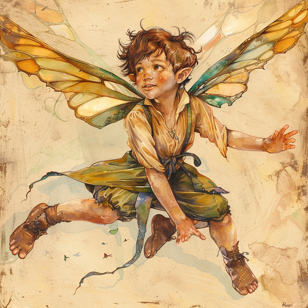 cute fairy boy wings gesturing