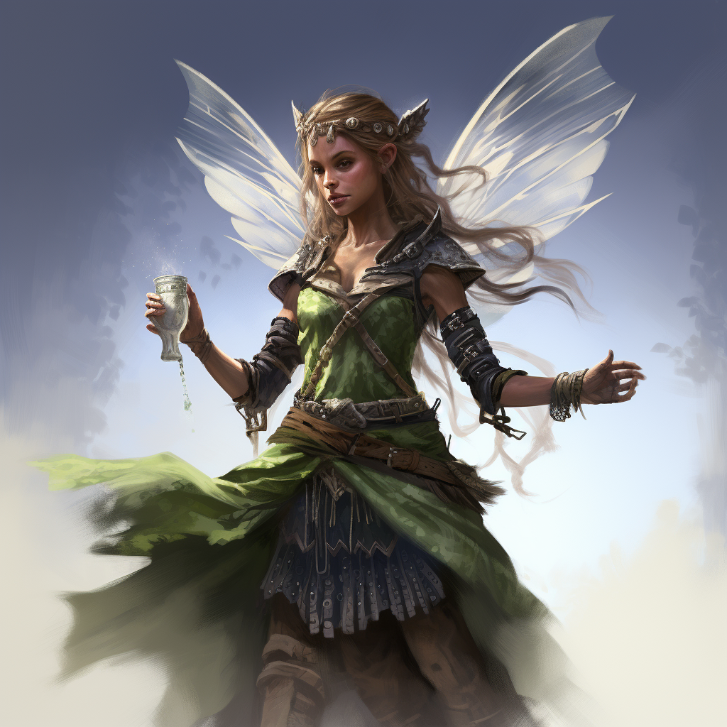 Fairy Druid in Tavern with Glittering Mist