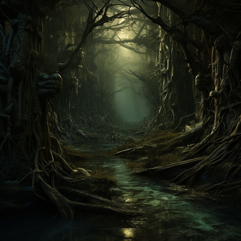 Beautiful fairy forest with dark tones