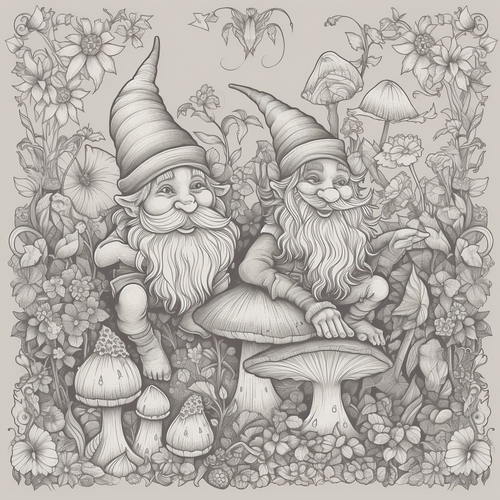 Fairy and gnome coloring page