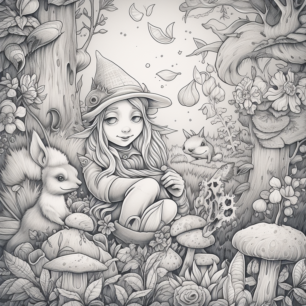 Fairy and Gnome Coloring Page