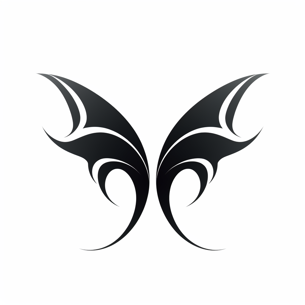 Black Fairy Wings Symbol on White Background