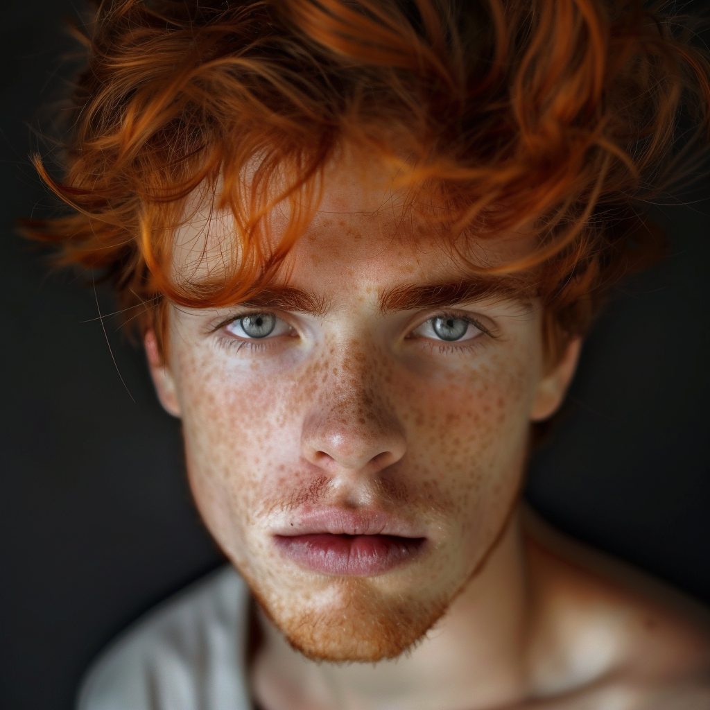 Young man fairy with unique red hair