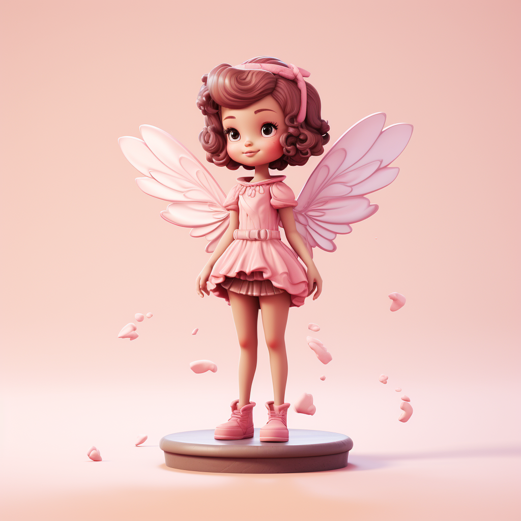 Cute fairy character dreaming in pink