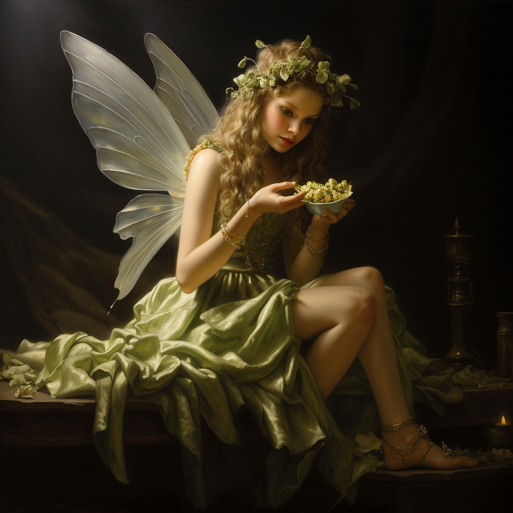 Fairy eating popcorn