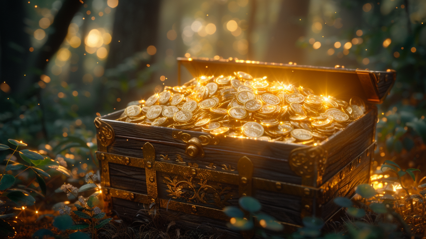 Open Fairy Pirate Treasure Chest in Wooden Chalet Room