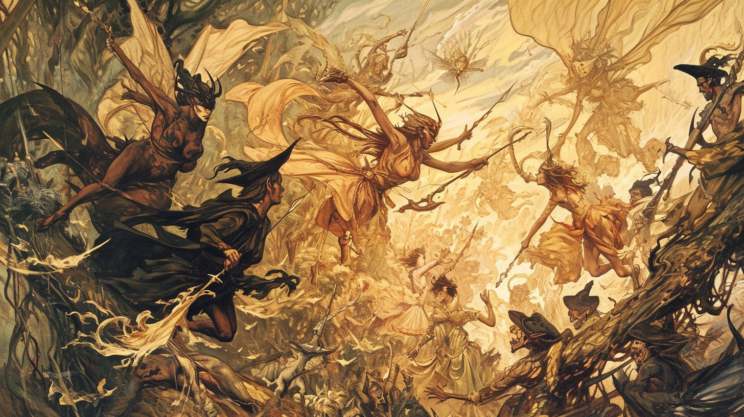 A fierce battle between fairies and witches