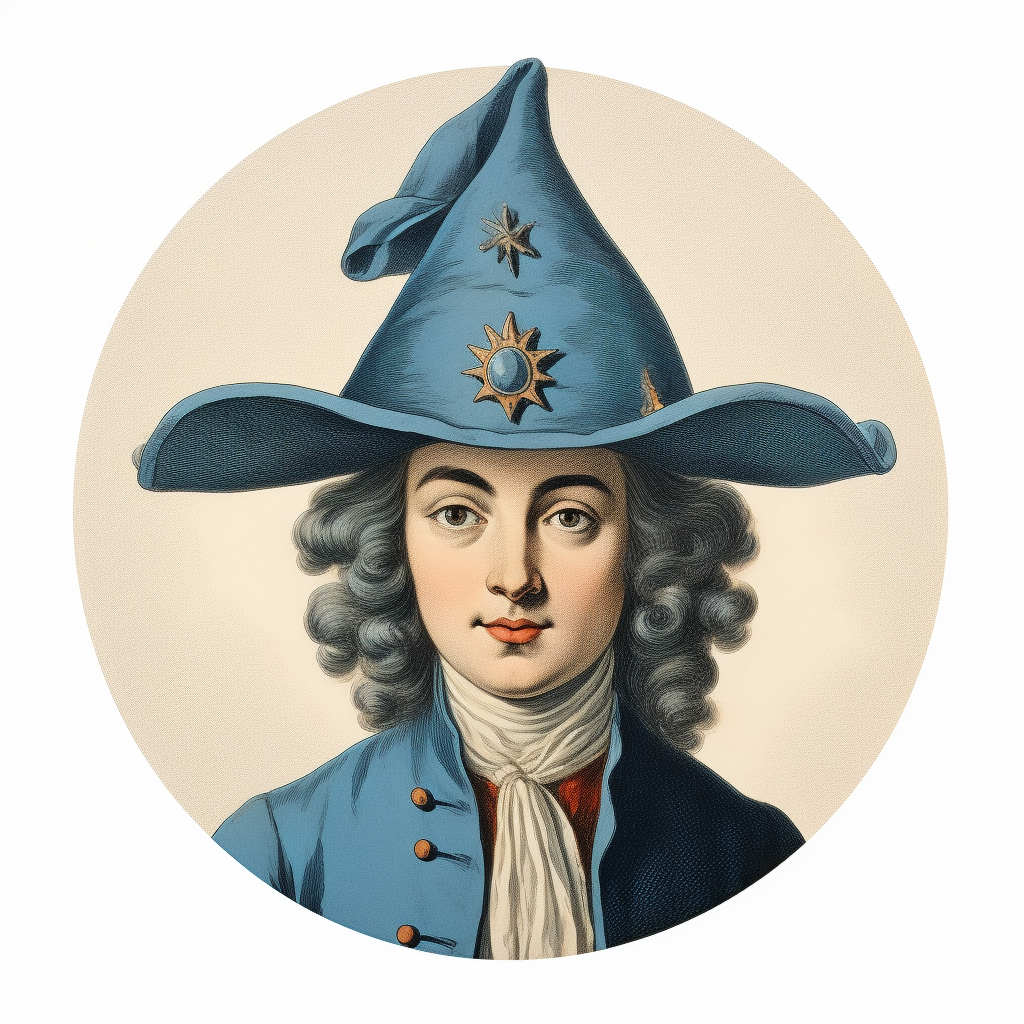 Handsome character in blue droplet hat